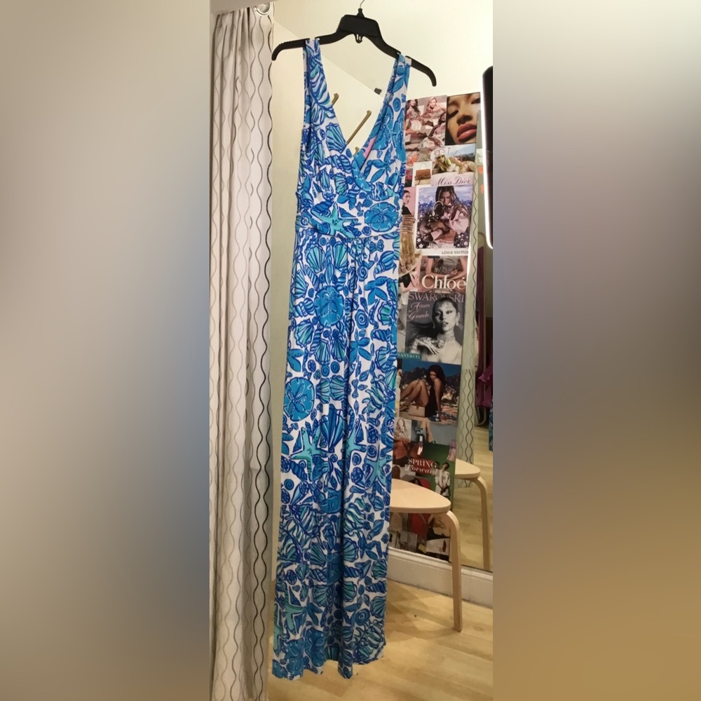 Lilly Pulitzer Blue & Teal Tropical Print Dress